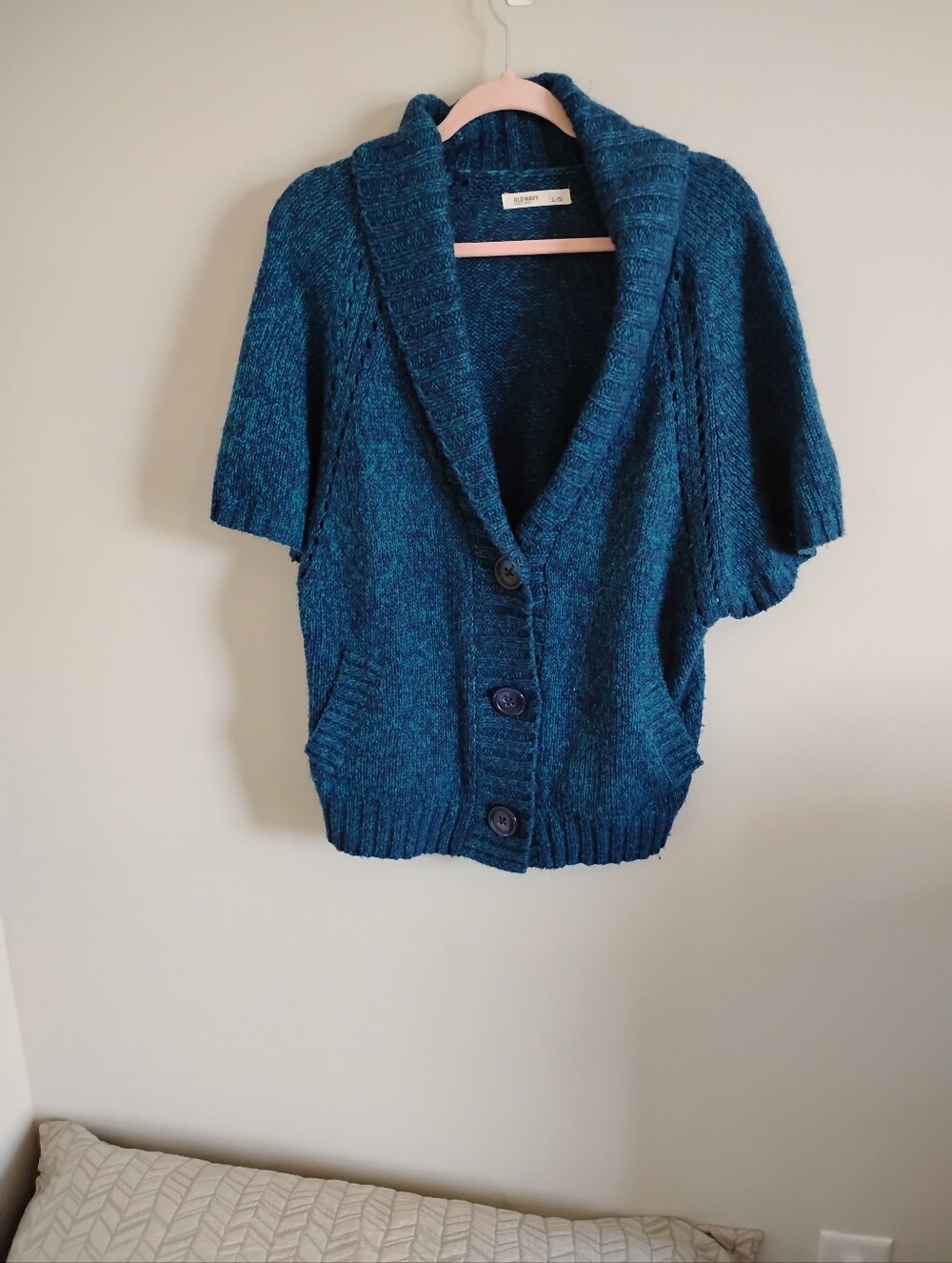 Old Navy Shawl Collar Short-Sleeve Cardigan Sweater - Teal